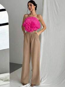 Pleated Bandeau With Floral Print - 紅色 - 查看 6