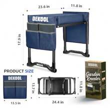 Garden Kneeler And Seat With Upgraded Wide And 3" Thick Kneeling Pad, Heavy Duty Garden Stool With 2 Large Tool Bags, Portable Bench For Weeding, Gardening Gifts For Women, Men, Seniors - Blue - View 2