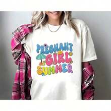 Summer T-Shirt For Pregnant Women 100% Cotton, Maternity T-Shirt, Mother's Day T-Shirt, Printed T-Shirts 100% Cotton For Women, Spring/Summer Graphic T-Shirts For Women, Breathable And Comfortable. - 孕婦襯衫006 - 查看 2