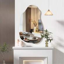 Miroir mural asymétrique, autocollant de miroir acrylique sans cadre asymétrique, convient pour le salon, l'entrée, le couloir, la salle de bain, la chambre à coucher, décoration murale à fixer au mur - Autocollant miroir irrégulier - Voir 7