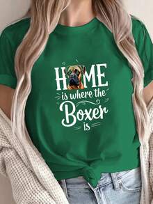 Talla grande - talla extra grande - camiseta de mujer, hecha de algodón puro, tela ligera y transpirable, diseño de cuello redondo, diseño estampado, corte de manga corta, adecuada para primavera y verano. - Verde - Ver 6