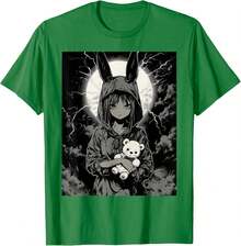Anime Girl Bunny Teddy Bear Goth - Camiseta gótica de conejito de anime para mujer - Verde Kelly - Ver 4