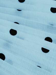 Versatile Casual Dress For Women With Round Neck, Fitted Waist, Short Sleeves, Black And White Polka Dot Print, Layered Ruffle Hem And Matching Silhouette - 灰色 - 查看 7