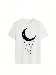 Women's Cotton T-Shirts Women's Short Sleeve T-Shirt, Round Neck, 100% Cotton, Loose Fit, Casual And Versatile Style With Modern Print. - 白色 - 查看 3