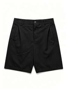 Women's Solid Color Button Casual Versatile Daily Outing Shorts Black Summer, Effortless Style - Black - View 2