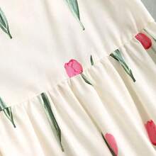 guang zhou mi qian shang mao  Vestido de verano estilo francés, vestido largo blanco de alta calidad y lujo con elegante estampado floral de magnolia ditsy para damas - Multicolor - Ver 6