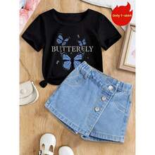 Una camiseta de manga corta para mujer con estilo retro americano, de corte holgado y con diseño estampado (los pantalones son solo para sugerencias de estilo). Esta pieza sencilla y elegante presenta un patrón de letras impresas con temática tropical, lo que la convierte en un elemento imprescindible para crear un look relajado de vacaciones, perfecto para ocasiones como el Día del Trabajo y el Día de la Independencia de México. - Negro - Ver 1