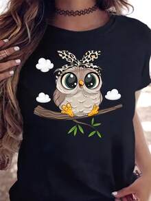 Camiseta negra casual de manga corta - Negro - Ver 2