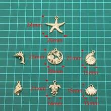 10pcs/30pcs Zinc Alloy Ocean Themed Pendants, Mixed With Silver/Gold Mermaid Tail, Seahorse, Seashell, Starfish, Heart, Geometric Shapes, Leaves, Musical Instruments Like Piano, Guitar, Microphone, Trumpet, Summer Beach Jewelry Making Supplies - Plated - View 6