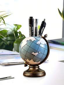 1pc Creative European Style Globe Pen Holder Storage Bucket Decor, Suitable For Room, Living Room, Office Desk Pen Holder, Storage, Tool, Great Gift For Teachers, Students, Birthday, Holiday - Pen Holder - View 7