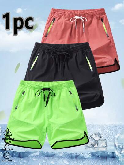 Men's Summer New Fluorescent Green Casual Sports Shorts