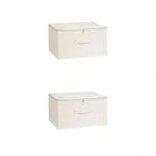 Hộp đựng đồ có nắp khóa kéo, hộp đựng đồ có tay cầm, giỏ đựng đồ gia dụng hình khối có nắp gập, hộp đựng quần áo trong tủ quần áo. - Màu be - Xem 14