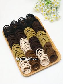 100 chiếc/gói, dây buộc tóc dày và rộng màu nâu ngẫu nhiên, phụ kiện tóc đa năng dùng hàng ngày. - Nhiều màu - Xem 3