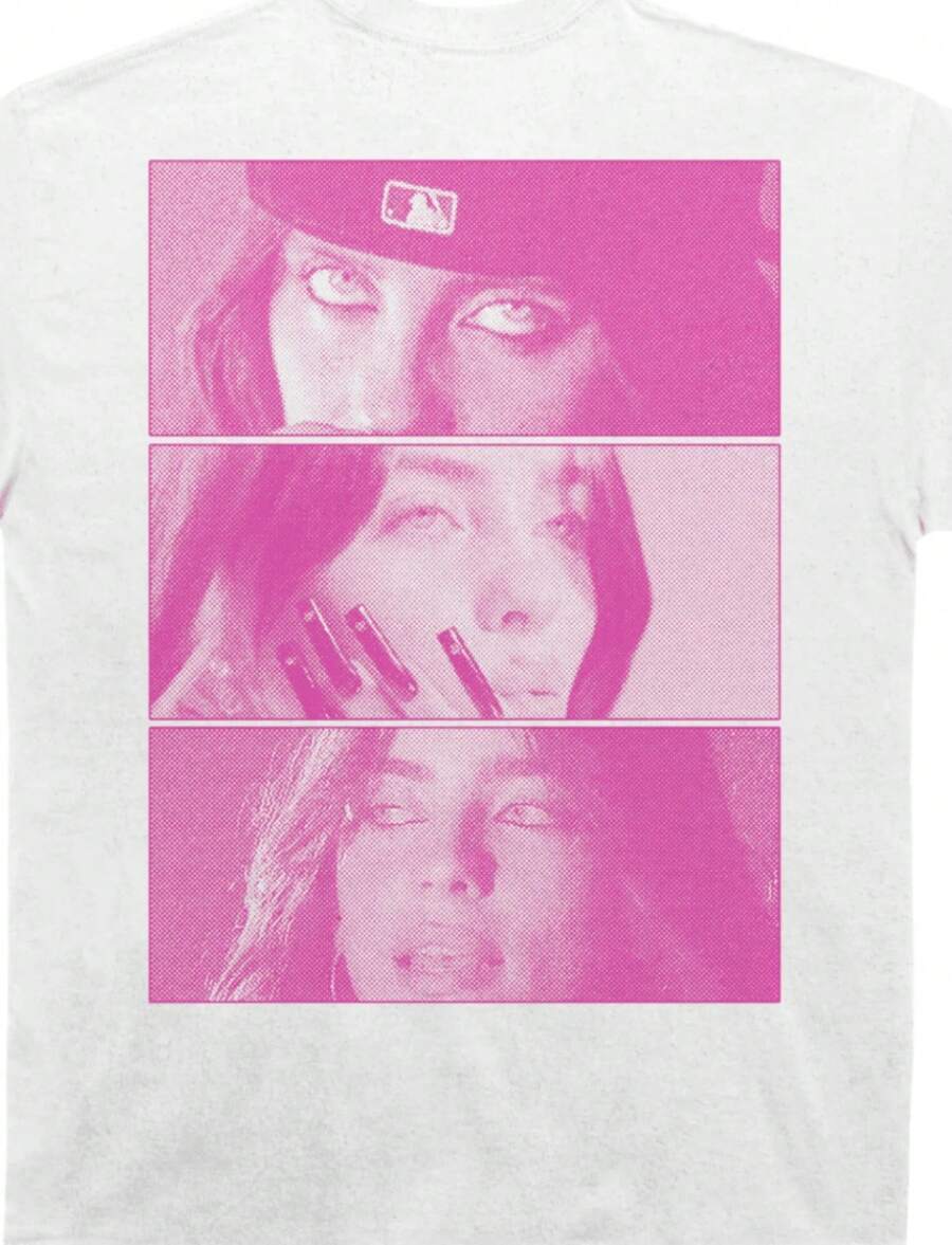 Billie Hit Me Hard & Soft Poster T-Shirt (With Backprint)Summer Tops Going Out Top T Shirt Black Top White Top Summer T Shirts Summer Outfit For Women - 白色 2 - 查看 1