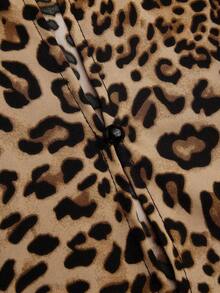 CURVE Vestido midi elegante de oficina de talla grande para mujer, de estilo vintage, con estampado de leopardo sin mangas y corte evasé - Marrón - Ver 5