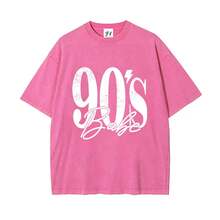 Camiseta estilo años 90 con efecto lavado ácido |   Top Oversize Estilo Retro de los 90 para Mujer, Camisa Oversize con Estética Vintage de los 90 - Rosa - Ver 4