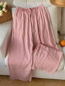 Pantalones a rayas rosas para mujer, vacaciones de verano - Rojo - Ver 6