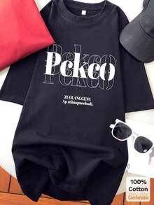 100% Cotton. 1 Pack. Suitable For Medium-Length Short-Sleeved T-Shirts With Y2K Letter Graphics, Casual And Elegant Tops For Women In Summer. Summer Top. - 黑色 - 查看 2