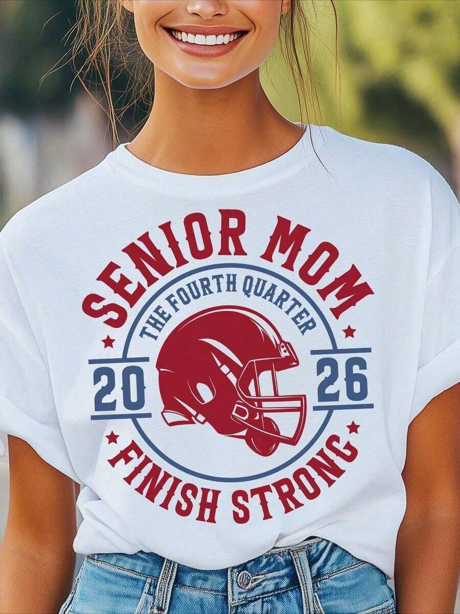 Camiseta de Mamá de Fútbol Americano Senior 2026, Camiseta de Mamá de Fútbol Americano, Camiseta de Mamá Senior, Camiseta de Temporada de Fútbol Americano, Camiseta de Mamá para la Noche de Graduación - Blanco - Ver 1
