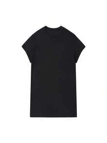 Camiseta de cuello redondo para mujer con estampado de letras y anime a la moda, de diseño sencillo, cómoda y transpirable, adecuada para el uso diario informal y versátil, que muestra un estilo natural y elegante, imprescindible para fiestas de verano, envío local, Dragonfly Rose 100% algodón puro. - Negro - Ver 3