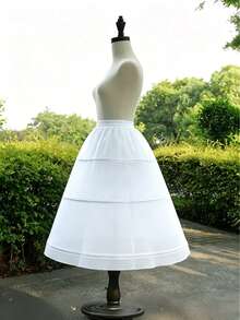 1 Stück Damen Weiß leichte Krinoline Petticoat, Lolita Tüllrock Unterrock, geeignet für Hochzeiten, Partys, Cosplay, eleganter 3-Reifiger Brautkleid Unterrock - waschbar, Polyester & Nylon, ideal für Brautkleider und Abendgarderobe - Weiss - Übersicht 4