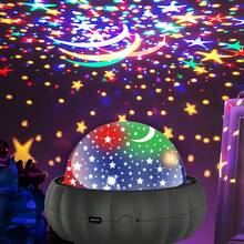 Luz nocturna de proyección de galaxia de dinosaurio 2 en 1, lámpara de proyección de luna y estrellas, rotación de 360°, luz LED de dormitorio con cambio de color, regalo de decoración de habitación - RGB - Ver 8