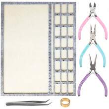 KLONKEE 6pcs Jewelry Making Tool Kit, Including Pliers Tool Set, Large Rectangular Felt Bead Mat, Bead Design Board With Centimeter Scale, Bead Tray, Needles, Round-Nose And Wire Cutter, Suitable For Handmade Jewelry, Bead Repair, Wire Wrapping, Beads And Crafts - Multicolor - View 10