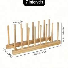 1 chiếc giá đựng chén đĩa bằng gỗ, kệ đựng đồ nhà bếp, có thể đựng đĩa, bát, cốc, nắp nồi và thớt, cũng có thể dùng làm giá sách, đồ dùng nhà bếp gia đình - Màu gỗ - Xem 2