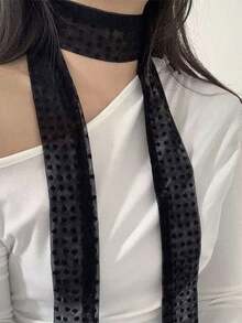 1pc Polka Dot Lace Pattern Elegant Long Scarf, Women's Small Neck Scarf & Decorative Accessory, Multifunctional - Multicolor - View 10