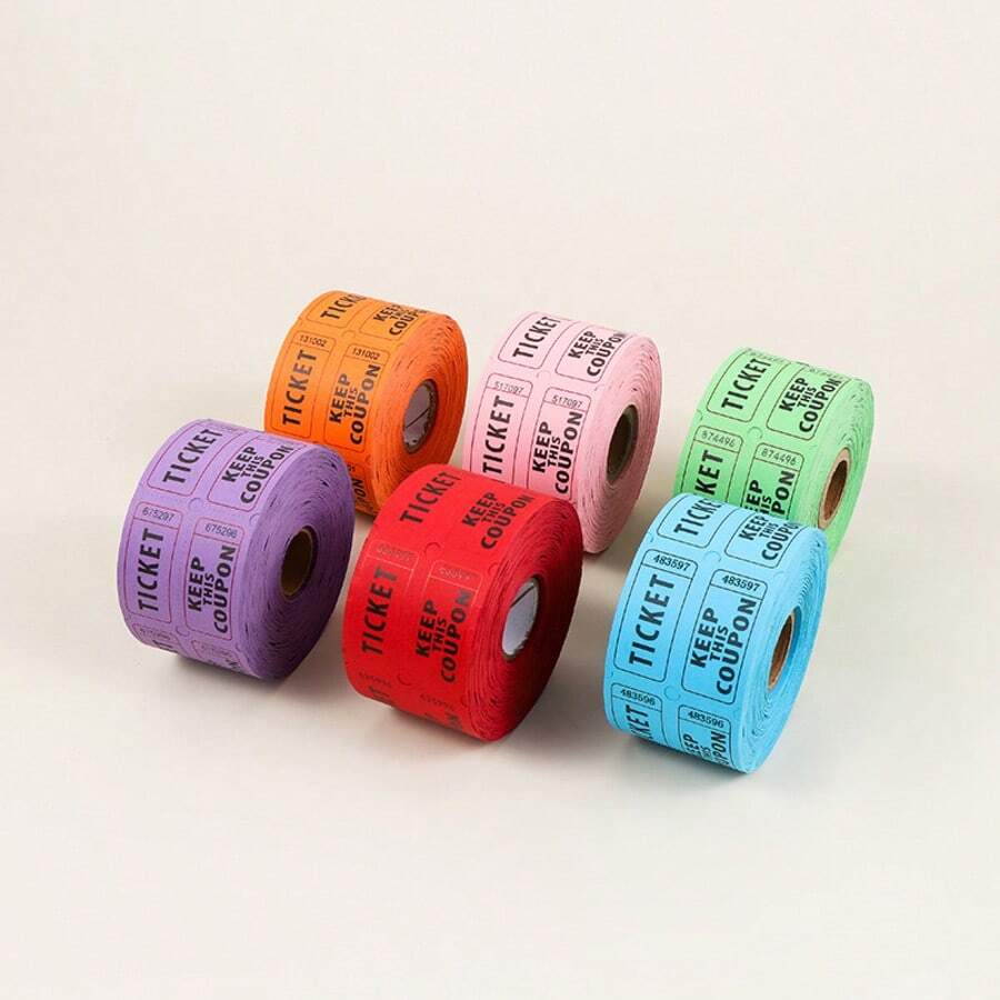 250pcs/Roll Multi-Color Raffle Tickets, Numbered Coupon Style Suitable For Party, Carnival, Fundraising Events, Red/Blue/Green/Pink