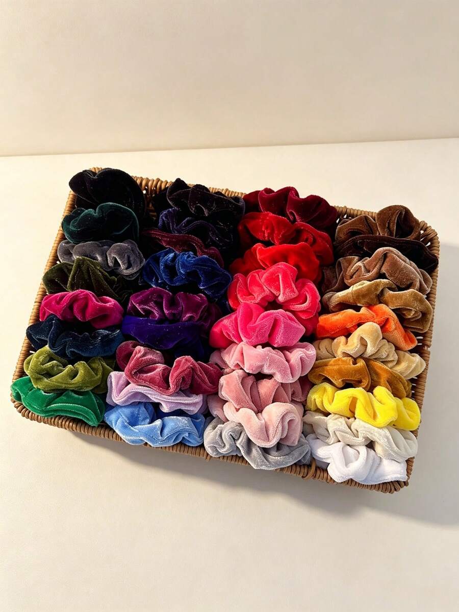 12/10/5pcs Ikat Rambut Beludru Sederhana dan Nyaman, Ikat Rambut Elastisitas Tinggi yang Modis, Aksesori Rambut Tali Rambut Serbaguna Warna Solid Bergaya Retro - MultiWarna - View 1