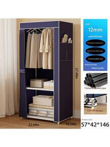 Multi-Layer Metal Wardrobe, Portable Modular Closet With Dust-Proof Cover, Large Capacity Hanging Rack With Hanging Rod And Shoe Storage, Space-Saving Storage Rack, Suitable For Dorms, Rentals, Bedrooms, Walk-In Closets, Wardrobes - Multicolor - View 5