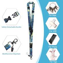 1 Set (Badge Clip + Card Holder + Lanyard) Night Sky Fashion ID Badge Clip, Versatile Fun Retractable Badge Reel Nursing Accessory, Detachable Adjustable Practical Lanyard, Teacher Name Card Badge Holder, ID Card Holder Protective Case Suitable For Men, Women, Teachers, Students, Healthcare Workers, Interns, Assistants, Office Holiday Gift (Blue) - Fashionable - View 3