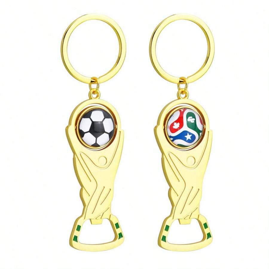 Best-Selling World Cup Football Bottle Opener Keychain & Merchandise World Cup Trophy Keychain & 360° Rotatable Football, Fan Gift Souvenir, Exquisite Gift For Friends - Multicolor - View 1