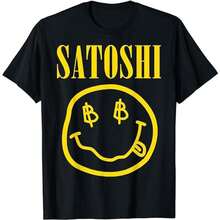 Funny Satoshi T-Shirt With Yellow Face - 黑色 - 查看 1