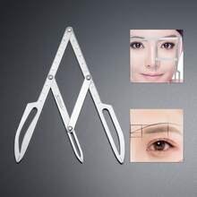 ATOMUS 1件装不锈钢微槽眉毛平衡定位等距三角形眉形尺，黄金比例卡尺化妆工具 - 銀色 - 查看 1