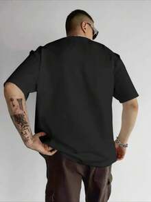 Camiseta de estilo japonés para hombres, camiseta gráfica de verano. Hecha de 100% algodón puro para un máximo de comodidad. Camiseta de cuello redondo y mangas cortas. Ideal para hombres que buscan , pueden crear fácilmente un look casual personalizado en la calle. - Negro - Ver 2