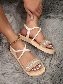 Women's Flat Sandals, Korean Style Versatile Wide Fit,Summer Sandals - Khaki - View 5