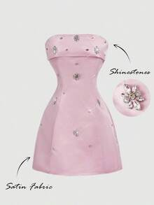 MOD Vestido mini elegante y brillante de color rosa - Rosa - Ver 1