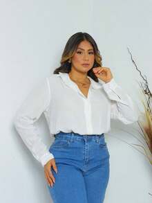 Slim Long Sleeve Shirt | Blouse | Evangelical Fashion | Women's Blouse | Formal Wear From Sizes M To XL | Women's Work Shirt - 白色關閉 - 查看 2