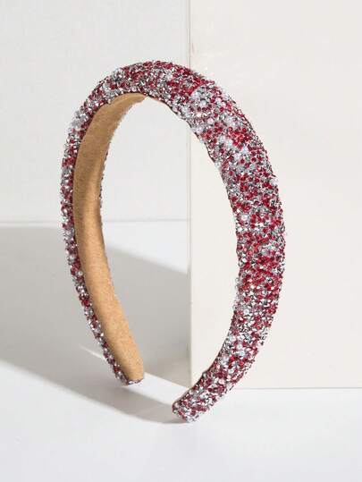 1pc Fashionable Luxury Fully Rhinestoned Colorful Chocolate Chip Hair Hoop Accessory