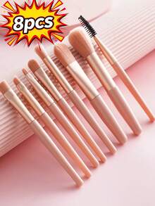 8pcs Makeup Brush Set, Portable Muted Color Makeup Brushes, Soft Hair Blush & Eyeshadow Brushes, Makeup Tools - Portable - View 2