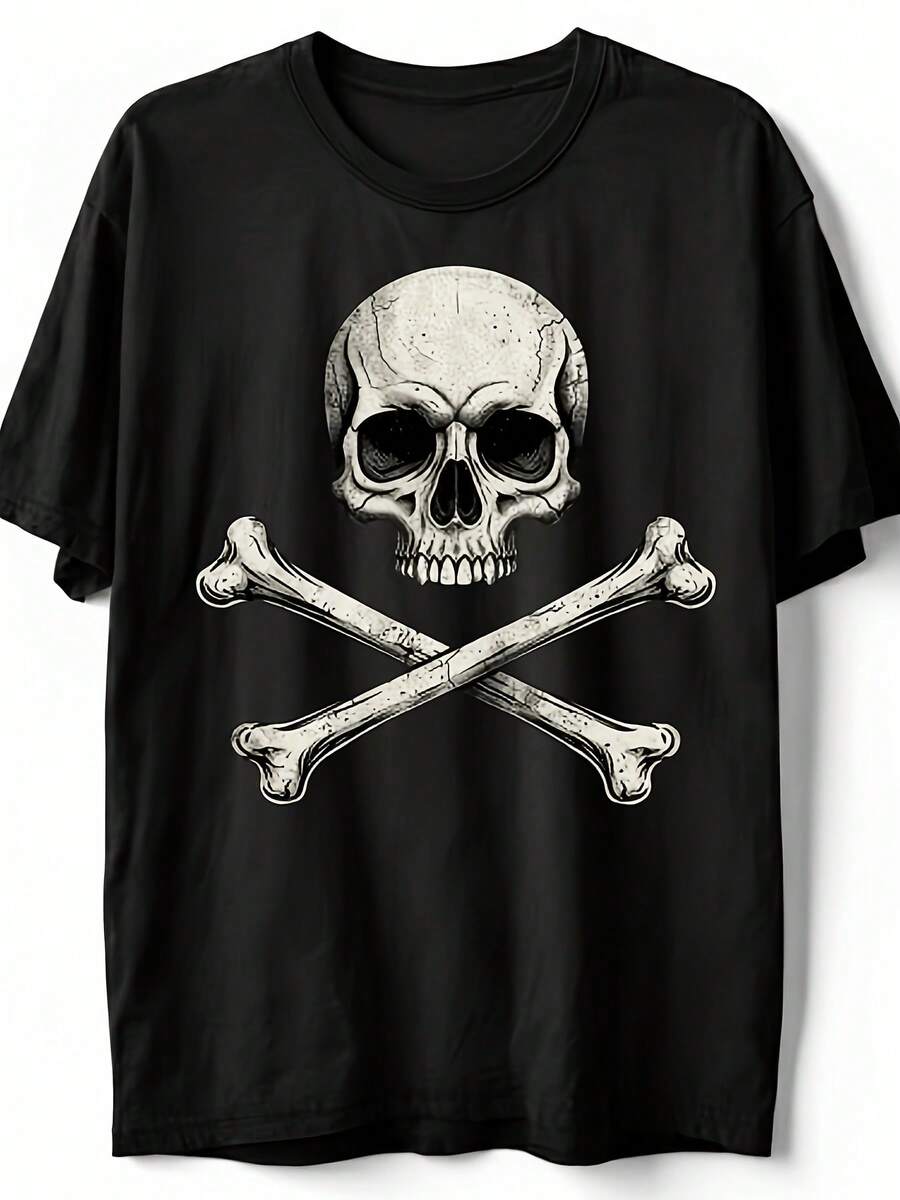 Retro T-Shirt With A Skull And Crossbones Design, Perfect For Pirates, Bikers, And Goth Enthusiasts. This Lightweight And Breathable Crew Neck T-Shirt Is Ideal For Both Men And Women. Happy Mother's Day Graphic T-Shirt For Mom, The Best Mom In The World! - 黑色 - 查看 1