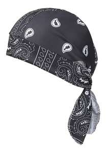 1pc Men's Cashew Flower Print Pirate Bandana Hat, Breathable Drawstring Bandana, Black Casual Cycling/Motorcycle Headwear, Hip Hop Headscarf - Multicolor - View 6