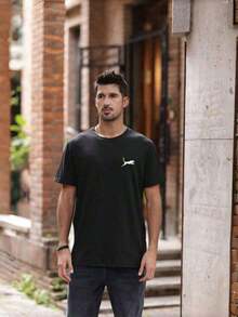 playeras de hombre Manga corta 100% algodón puro 200 gramos de peso ropa de hombre Sudaderas deportivas al aire libre de moda casual gym regalos para hombre día  padre Playa Ligero y transpirable  Estampado popular - Negro - Ver 2