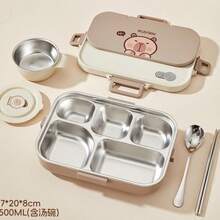 Hộp cơm bento 5 ngăn bằng thép không gỉ 1500ml họa tiết chuột nước, hộp cơm trưa di động dung tích lớn kèm dụng cụ ăn uống và bát súp, hộp đựng thức ăn cách nhiệt chống rò rỉ, an toàn khi sử dụng trong máy rửa chén và lò vi sóng, phù hợp cho học sinh và người lớn sử dụng tại nhà, trường học, văn phòng, cắm trại ngoài trời, dã ngoại, du lịch, chuẩn bị cho năm học mới. - Nhiều màu - Xem 10
