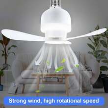 CanLing LED Silent Ceiling Fan Light E27/E26 Embedded Pendant Light Bulb AC85-265V 3-Speed Switch Control Awning Pendant Light Home Living Room Bedroom Study Kitchen Desk Bunk Bed Eye-Protection Flicker-Free Soft Light Summer Camping Tent Cool Small Fan - E27/E26 Fan Light Bulb - View 3