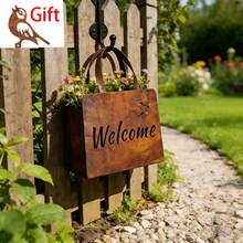 Rustic Metal Handbag Garden Ornament With Hello & Welcome Sign, Elegant Garden Statue Mini Flower Box, Rust Iron Handbag With Bird Decoration For Patio, Lawn, Garden Yard, Holiday Gift - Rustic Handbag - View 3