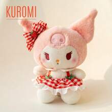 SANRIO 三丽鸥 23厘米毛绒娃娃（Hello Kitty/My Melody/Kuromi）可爱草莓格子裙填充娃娃，女孩生日礼物，儿童安抚娃娃，桌面摆件，节日礼物，1个，家居装饰 - 彩色 - 查看 11