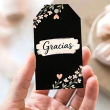 24/48 Pcs Thank You Floral Gracias Text Pattern Gift Tags With Jute Rope, Featuring Minimalist-Style Pink Flowers And Gracias Text Design, Suitable For Gift Wrapping, Party Favors, Thank You Gifts, Expressing Gratitude And Elegant Warmth - A - View 2